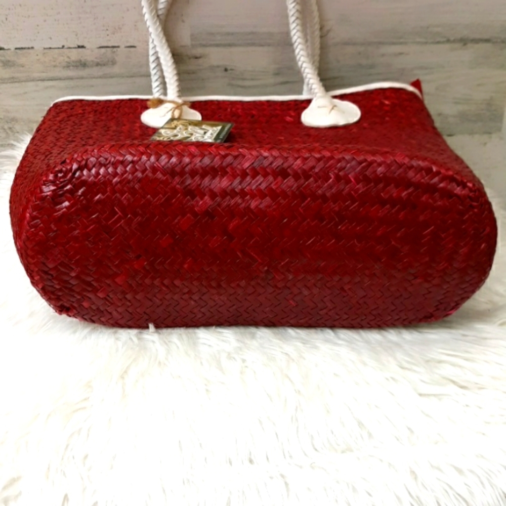 NWT SUN N SAND WOVEN NATURAL FIBER TOTE - Picture 5 of 13